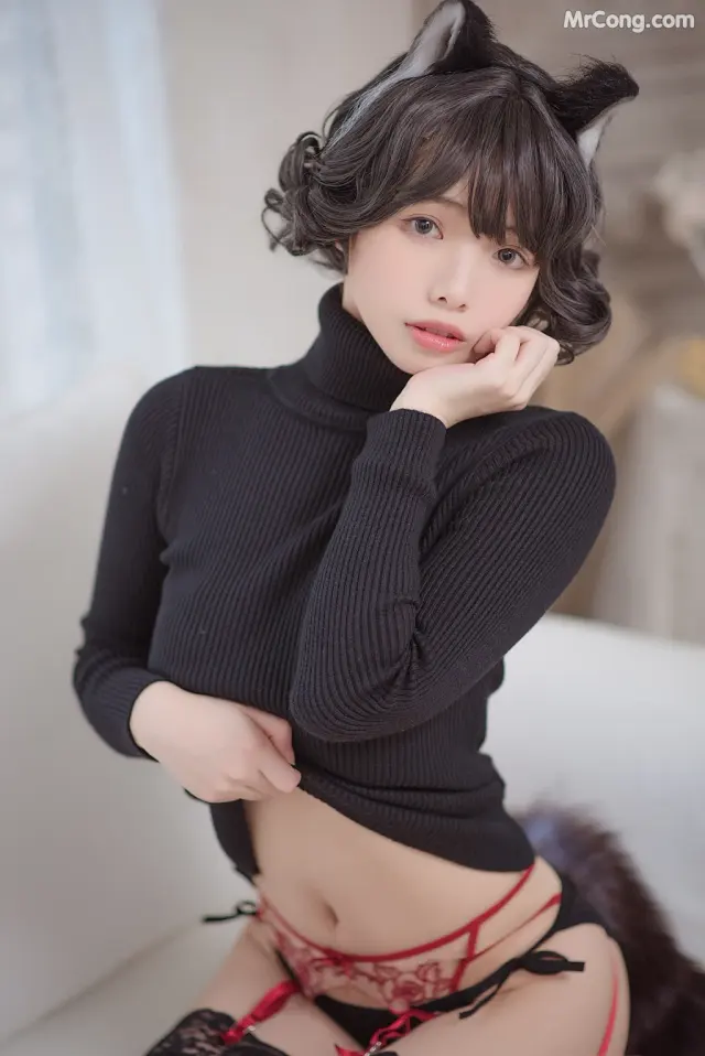 Coser@雯妹不讲道理 No.009: 黑猫内衣 (31 photos)