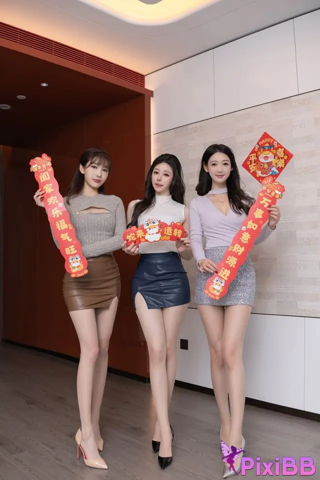 [内购无水印] Lu Xuan Xuan (陆萱萱) & 是小逗逗 & Tang An Qi (唐安琪): 秀人网模特 三姐妹闹新春 (101 photos)