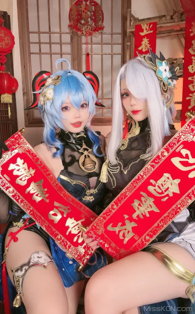 Coser@九言 & 小瑶幺幺: 原神新春—甘雨申鹤海灯节双人 (34 photos + 8 videos)