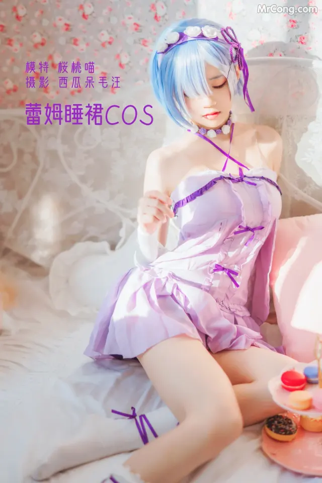 Coser@桜桃喵 Vol.137: 蕾姆睡裙 (24 photos)