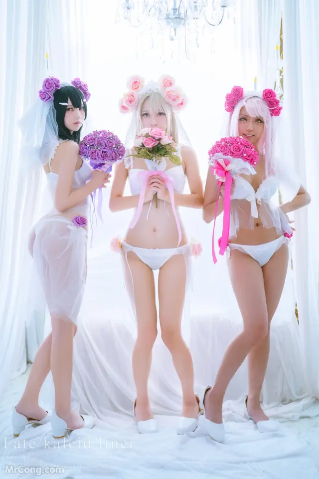 Coser@沖田凜花Rinka: & 鈴鈴Yakira & 鬼姬Oni Hime – Wedding Bikini ver. (Fate kaleid liner プリズマ☆イリヤ) (19 photos)